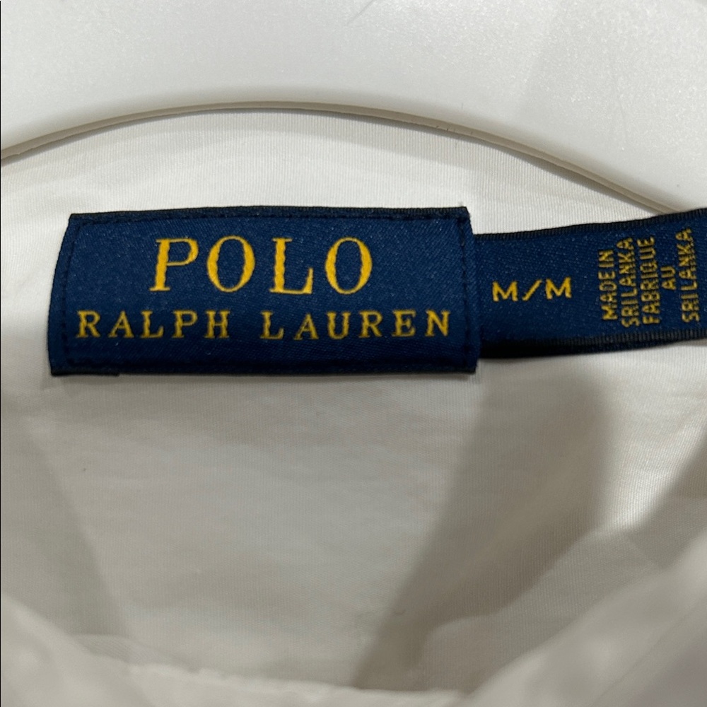 Polo by Ralph Lauren White Button-Down Shirt with Navy and Gold Label